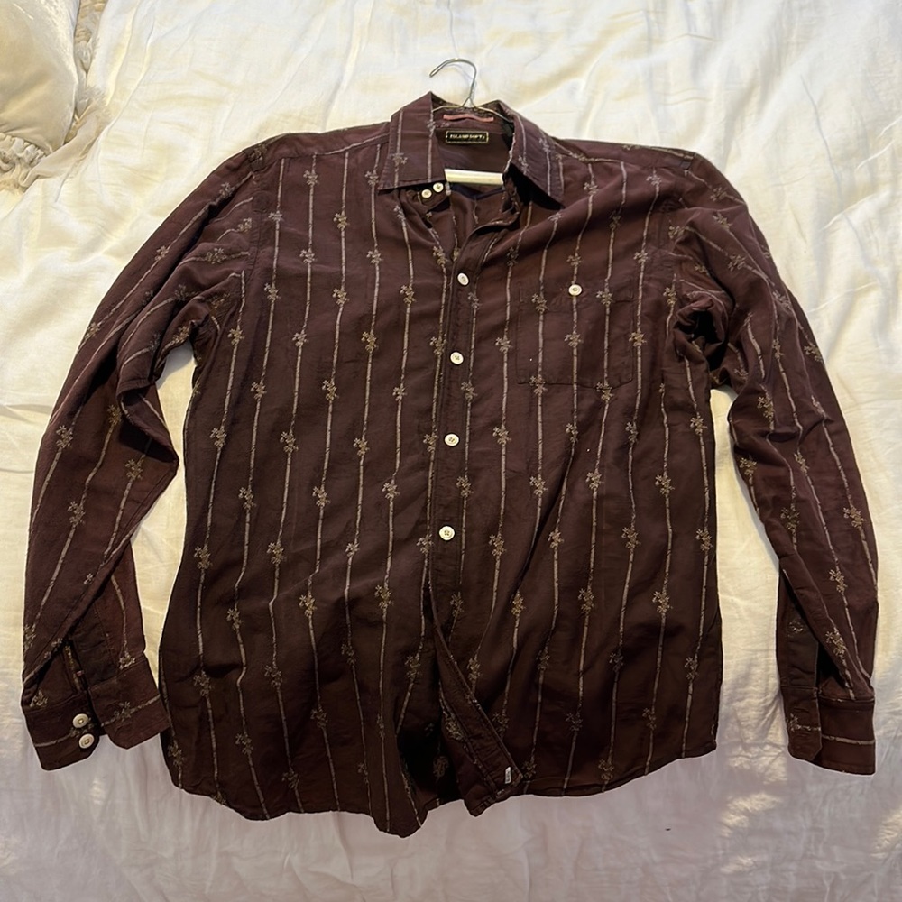 Island Soft brown long sleeve collared button down shirt